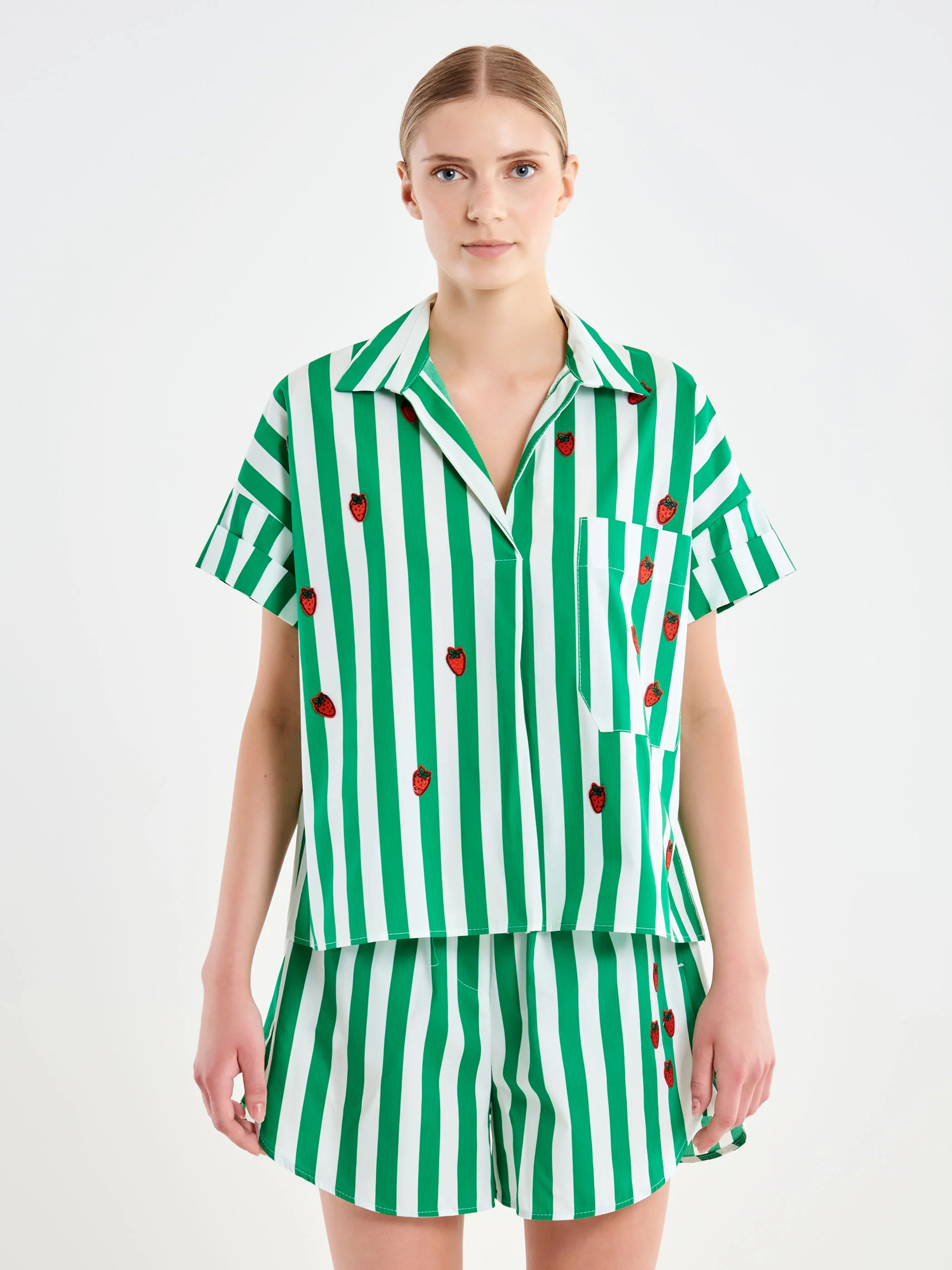 Camicia a Righe con Patch Fragole - Image 2