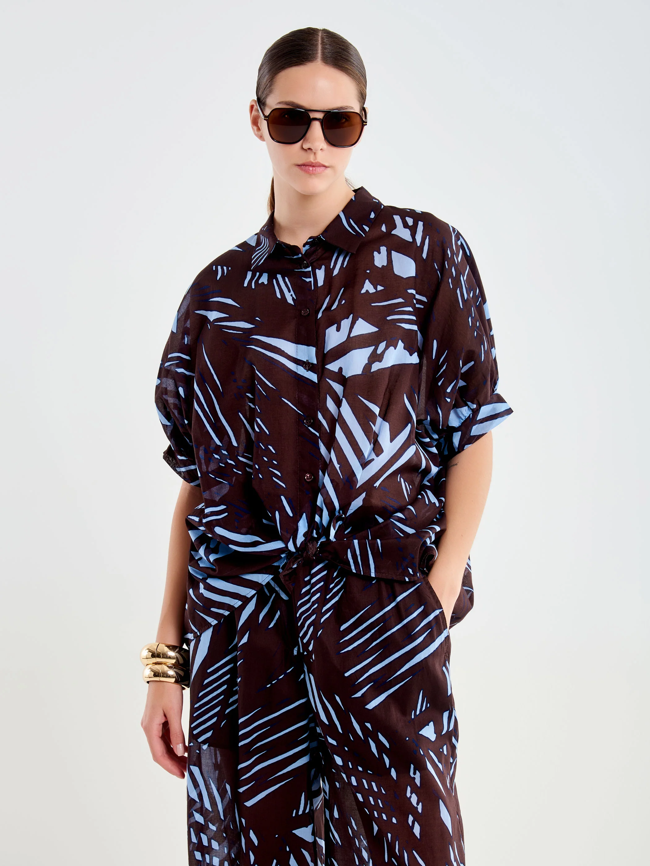 Camicia Oversize con nodo in Fantasia