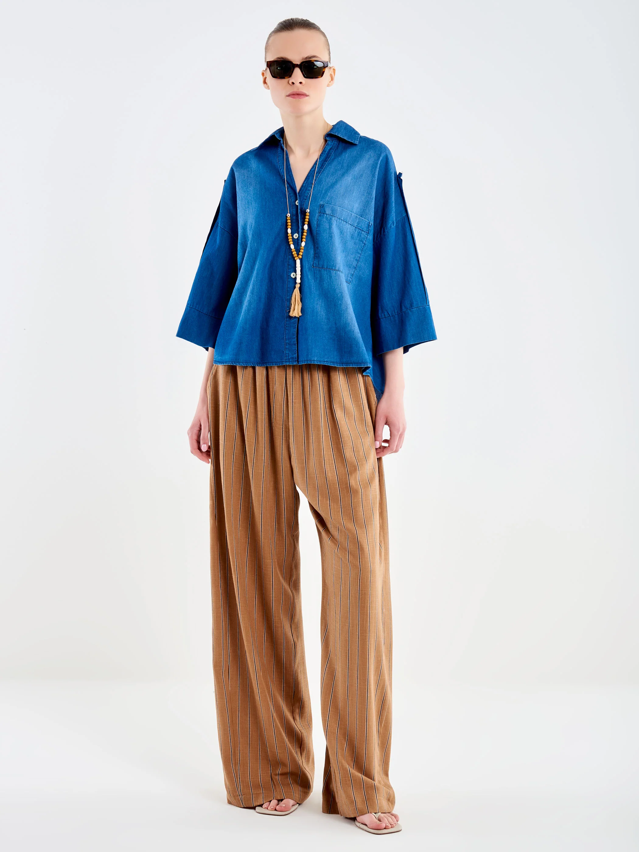 Pantalone a Righe con Elastico