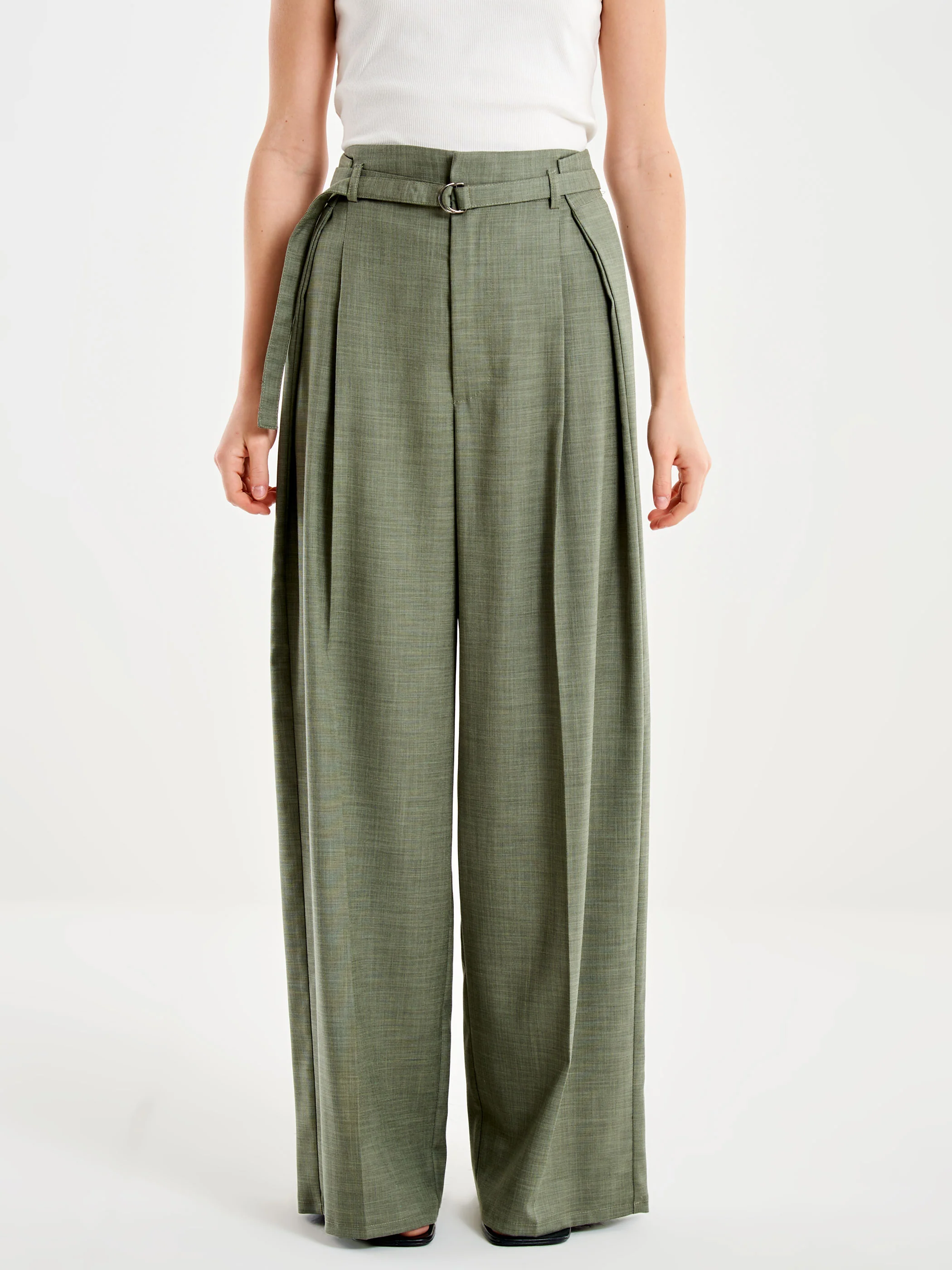Pantalone Ampio con Cinturino Origano - Image 2